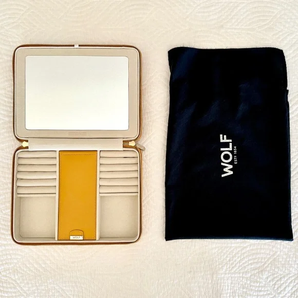 Wolf Designs Maria Large Zip Case in Mustard - Picture 2 of 13